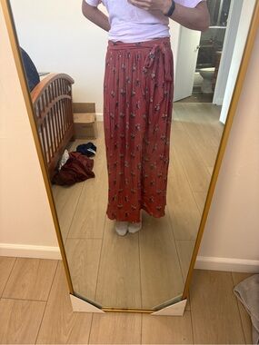 American Eagle Outfitters Rust Floral Wrap Maxi Skirt
